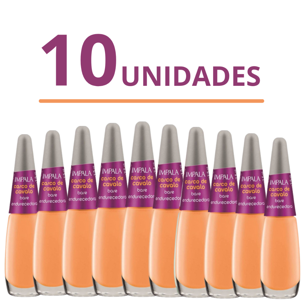 Kit 10 Esmaltes Base Casco De Cavalo Fortalecedor De Unhas Manicure Pedicure em Oferta na Shopee