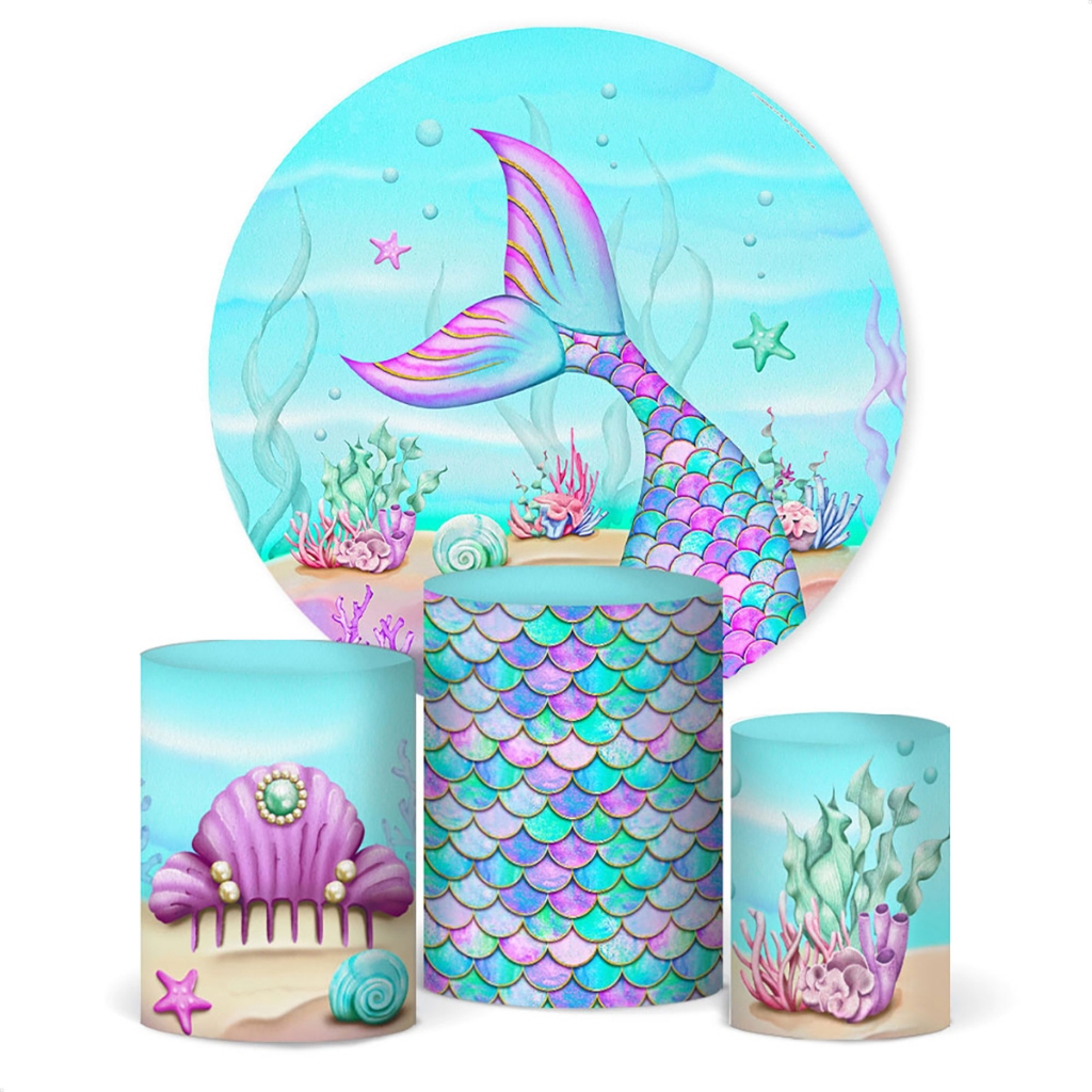 Trio Capa De Cilindro + Painel Redondo Sereia Em Tecido Veste Fácil em Oferta na Shopee