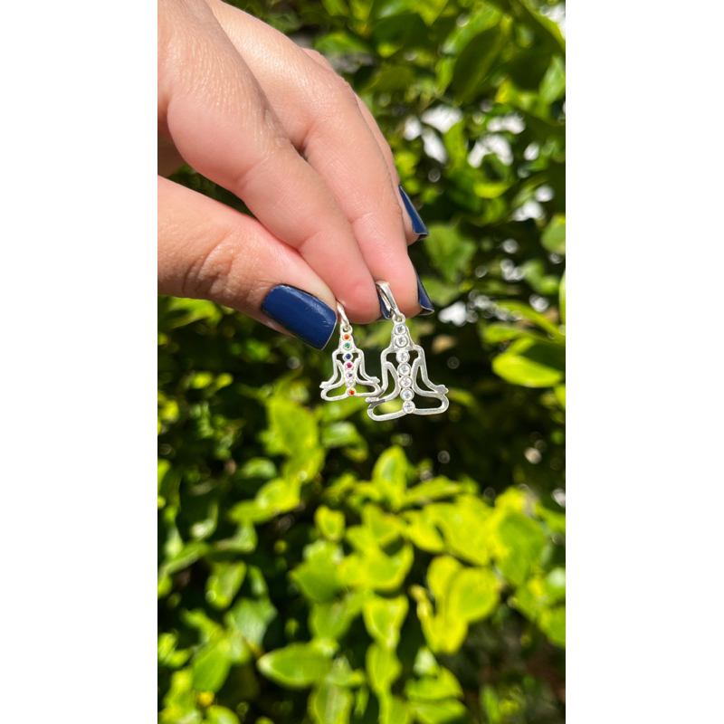 Pingente dos chakras de prata legitima 925 cravejado com zirconia sem corrente em Oferta na Shopee