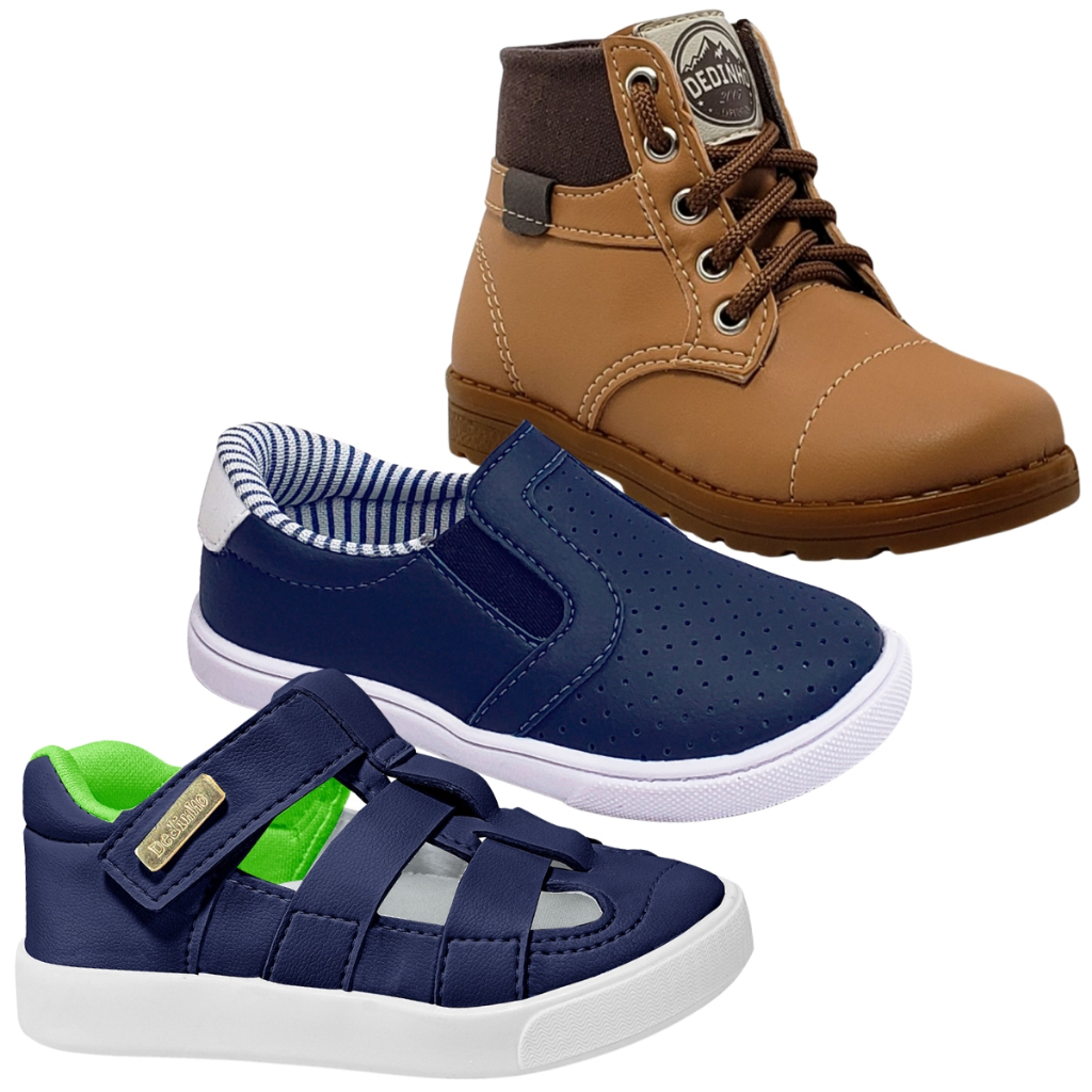 Kit Bota Coturno Sandália Sandatênis Masculino Infantil Casual Macio Escolar em Oferta na Shopee