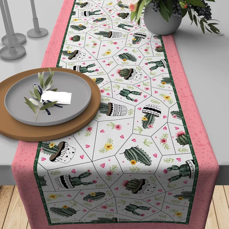 Passadeira Caminho de Mesa Trilho Retangular Toalha Estampada 4-6 Lugares 1,35x0,35
