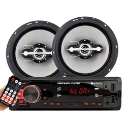 Kit Som Carro Radio Mp3 Bt 2 Usb E Par Alto Falantes 6 Polegadas