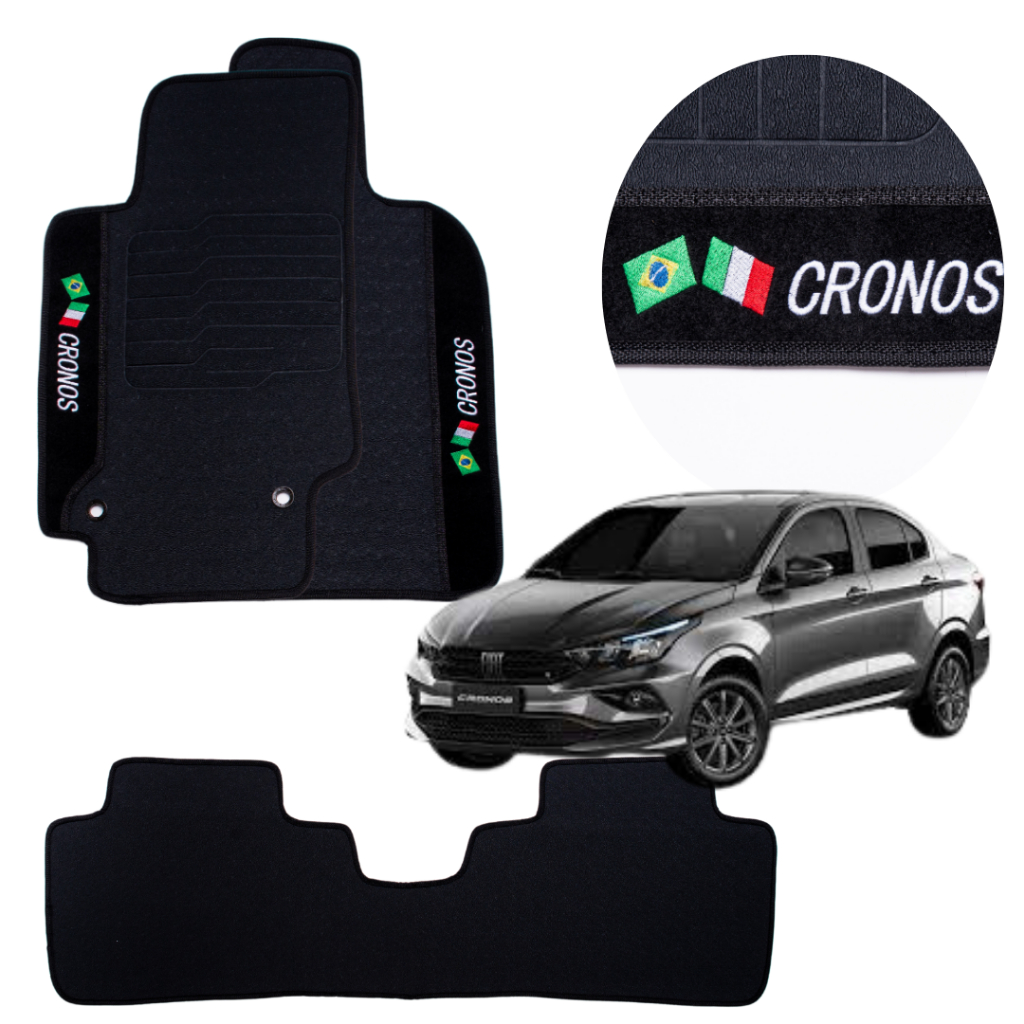 Tapete Específico Para Fiat Cronos Anos 2017 A 2024 Emborrachado Impermeável C/ Logo Bordado Premium em Oferta na Shopee