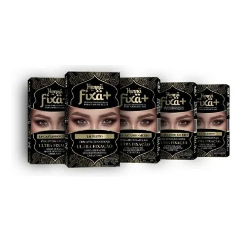 Henna Fixa + Design Profissional para sobrancelhas 1,5 g 10 ml (CADA)