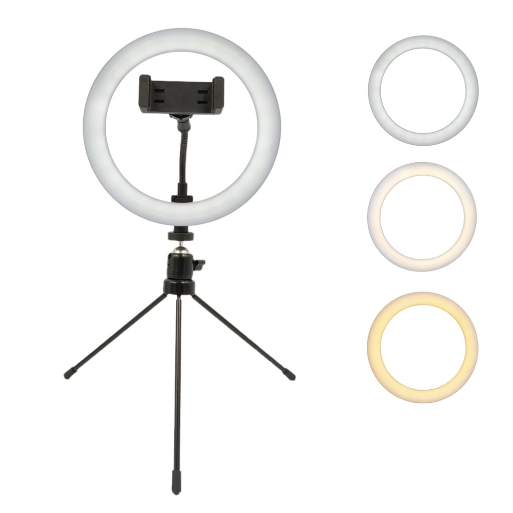 Ring Light Iluminador 8" Polegada + Mini Tripé Flexível Celular Kit TikTok