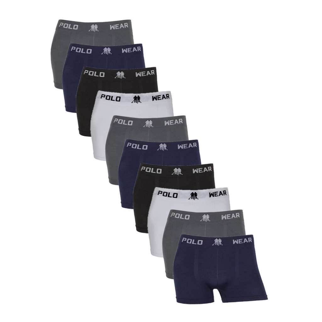 Kit 10 Cuecas Boxer Polo Wear Lisa Sortida em Oferta na Shopee
