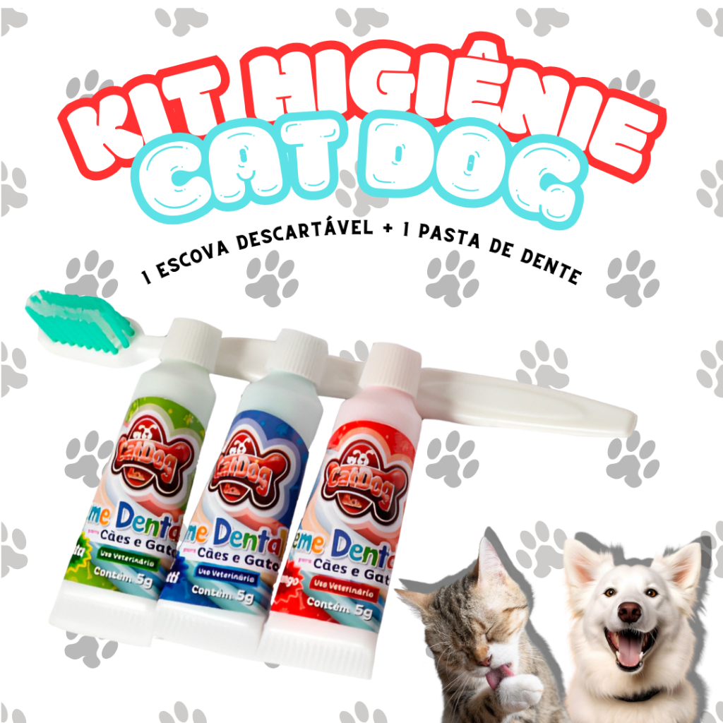 Kit Escova Descartável E Creme Dental Cat Dog