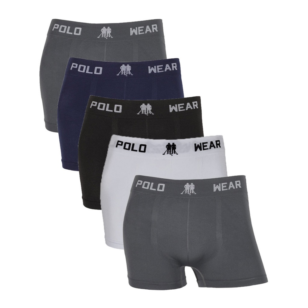 Kit 5 Cuecas Boxer Polo Wear Lisa Sortida em Oferta na Shopee