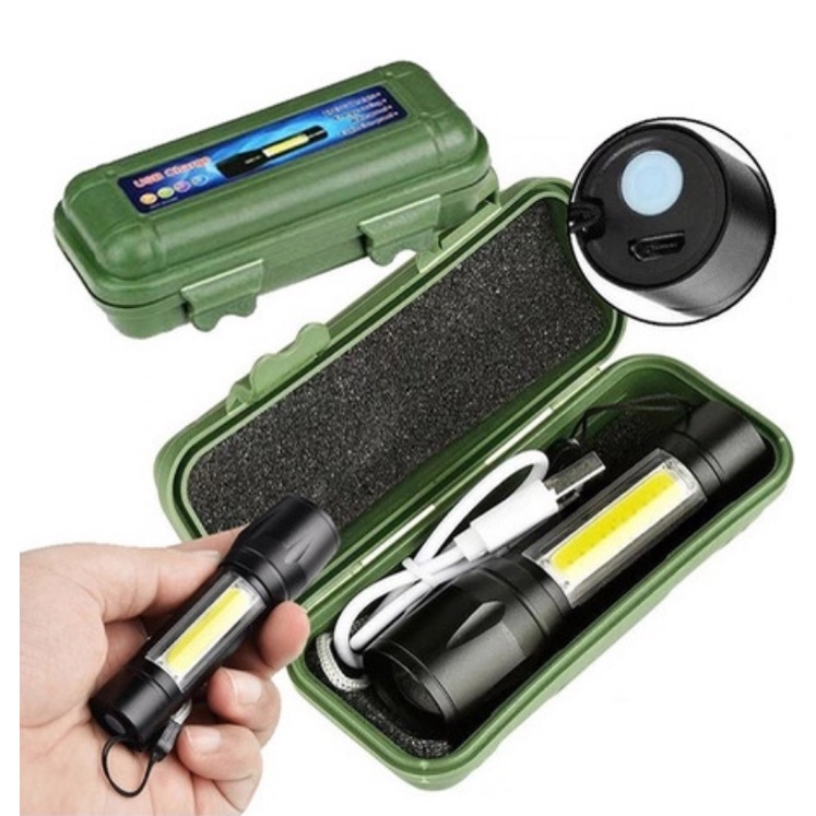 Mini Lanterna Tática Com Led E Zoom Recarregável Usb Lanterna De Mão