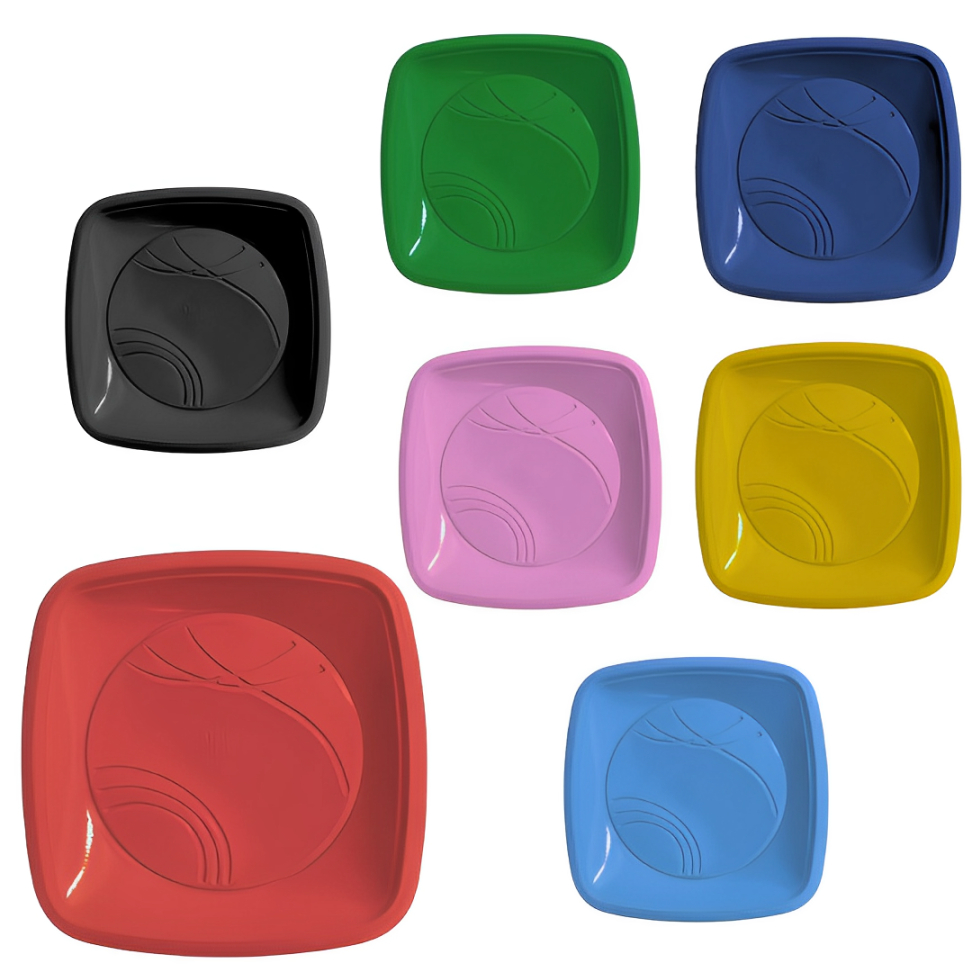 Pratos Quadrados Coloridos Descartáveis 15cm Para Sobremesa Festa Aniversário
