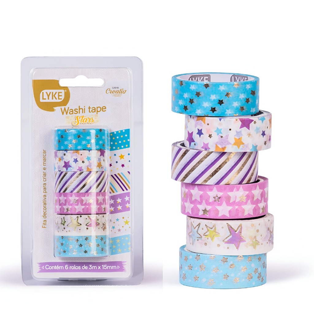 Kit 6 Rolos Fita Adesiva Decorada Washi Tape DIY Planner Caderno Scrapbook em Oferta na Shopee