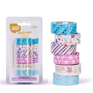 Kit 6 Rolos Fita Adesiva Decorada Washi Tape DIY Planner Caderno Scrapbook em Oferta na Shopee