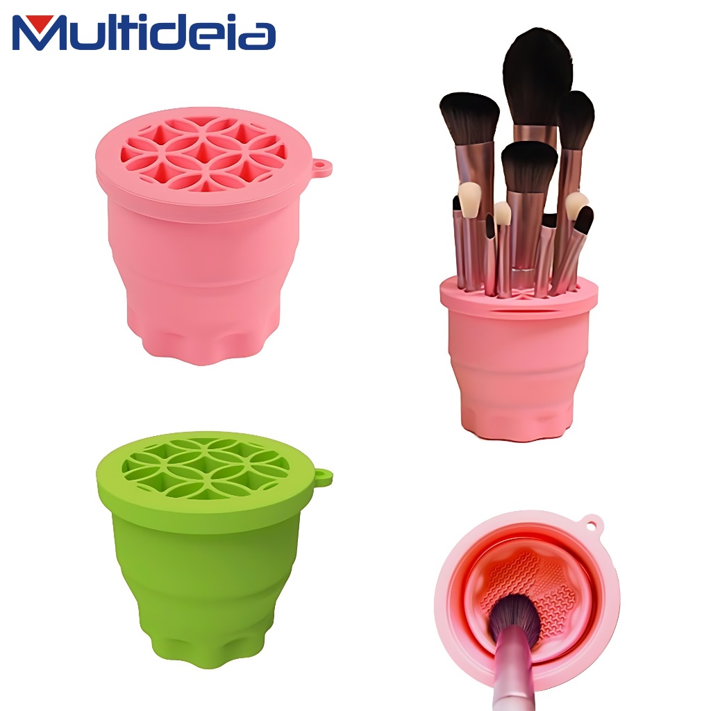 Multideia Copo Limpeza de Pincel Maquiagem Dobrável De Uso Duplo Macio Seguro E Conveniente em Oferta na Shopee