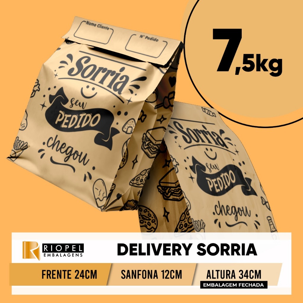 Saco Delivery Generico 24x34x12   7.5kg  ( ARTE SORRIA ) 100 un