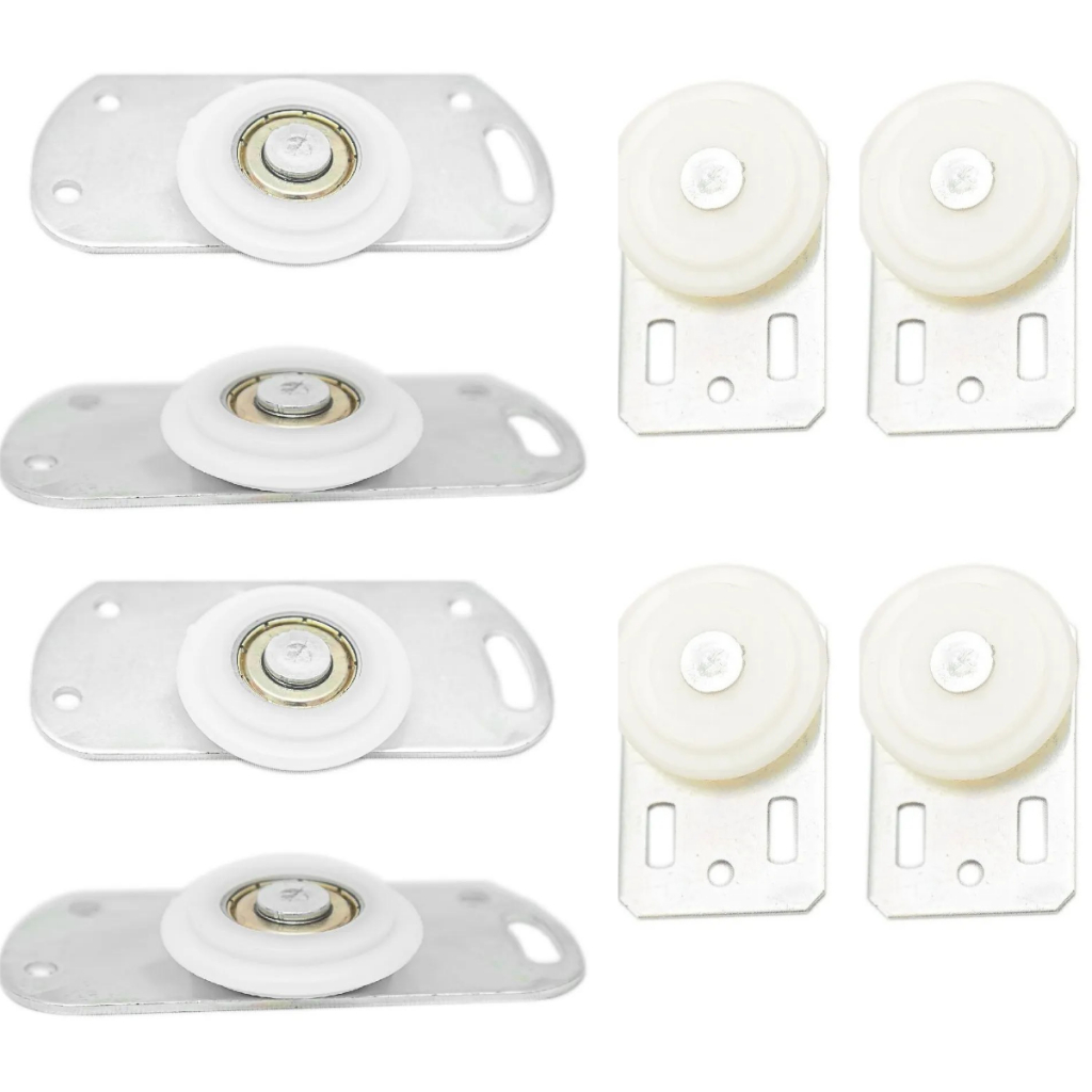 2 Kit roldanas guarda roupa e guia superior de porta de correr de moveis 2 PORTAS