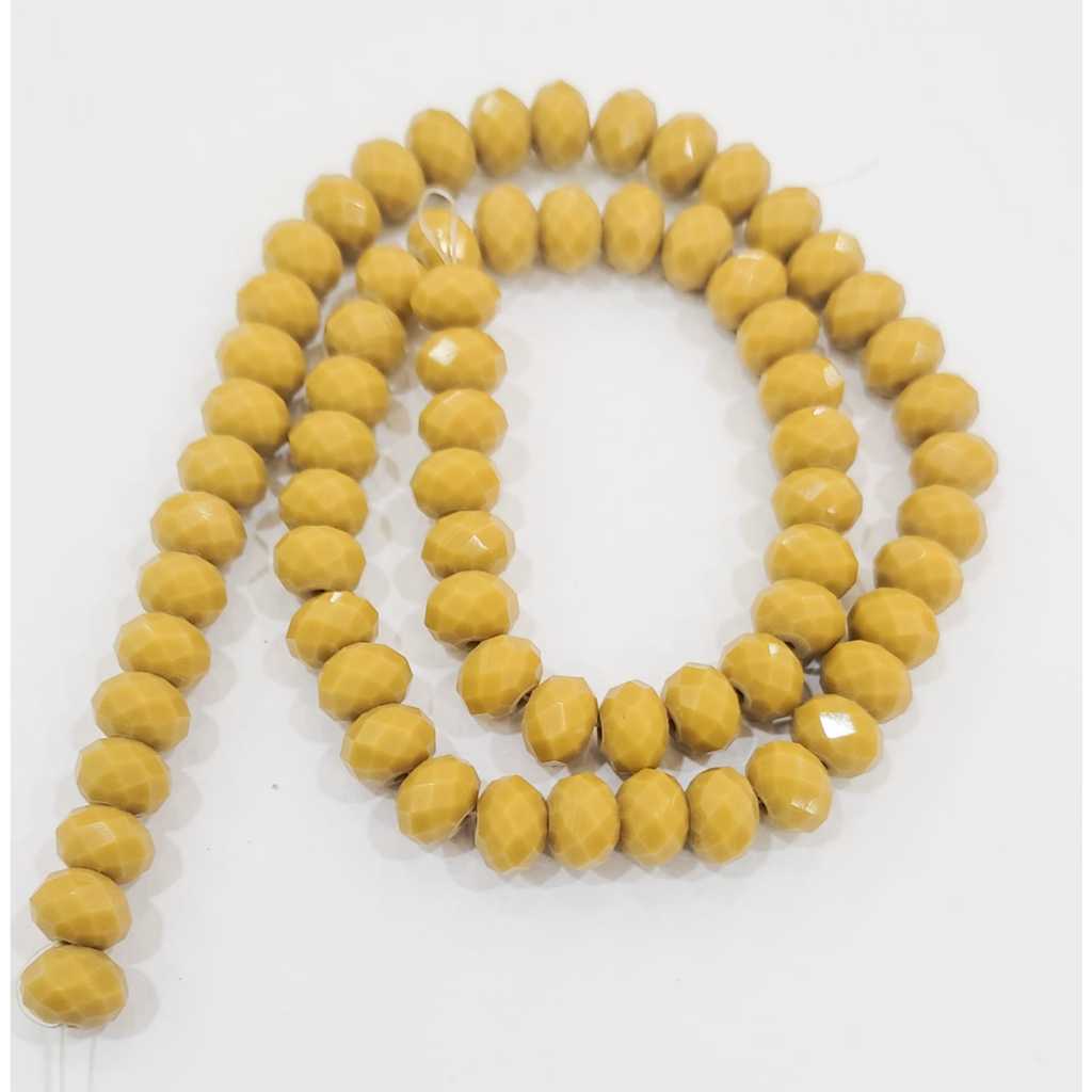 Fio De Cristal Mostarda Facetado 4mm 6mm 8mm 10mm 12mm Para Guias E Pulseiras 68 A 128 Unidades