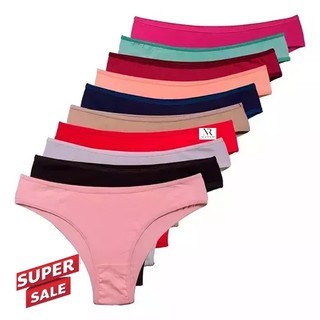 Kit 10 Calcinhas Conforto Feminina Adulto Calcinha Tanga Microfibra e Algodao Lisa