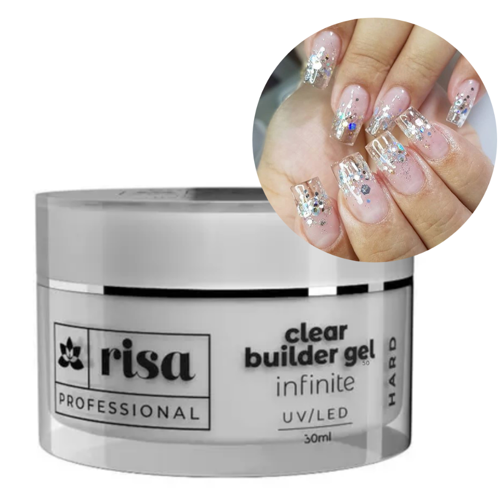 Risa Gel Clear Builder Infinite 50ml - Unhas Alongamentos LedUv Profissional