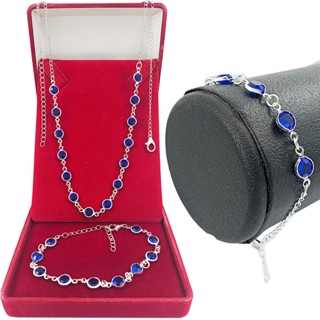 Conjunto Choker Feminino Prateado Com Pedrinhas Colar e Pulseira em Oferta na Shopee