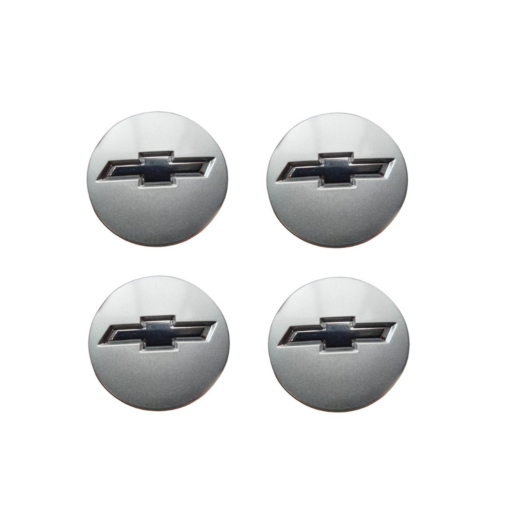 Kit 4 Calotinhas Tampa Roda Gm Vectra Gtx Aro 17 58mm Cinza Logo Preto Brilhante