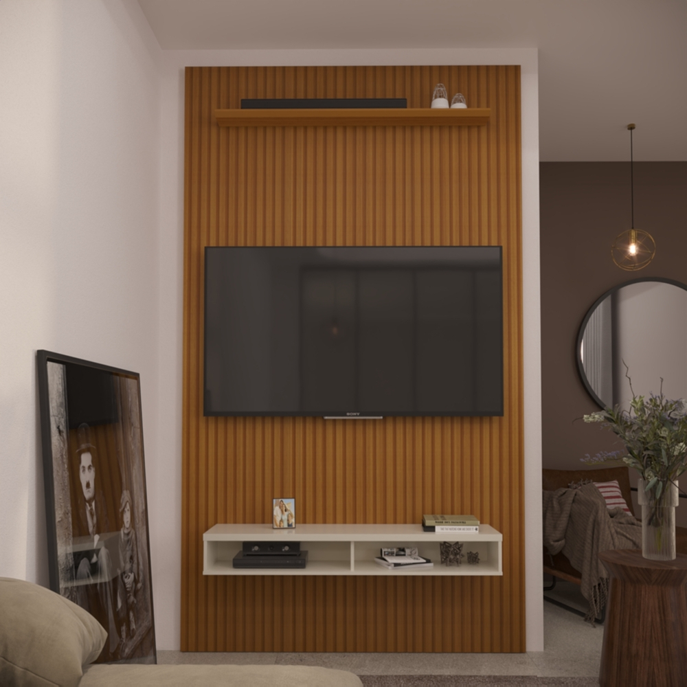 Painel Ripado 3D para TV Até 55 Polegadas Print com Nicho 135cm - Home & Living
