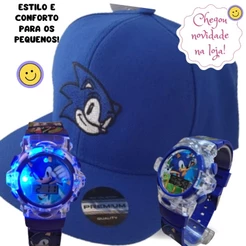 Boné Infantil Sonic com Relógio