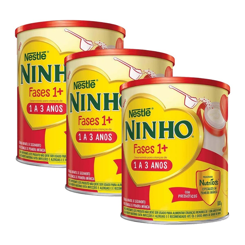 Kit 3 unidades - Composto Lácteo Nestlé Ninho Fases 1+ 800g em Oferta na Shopee