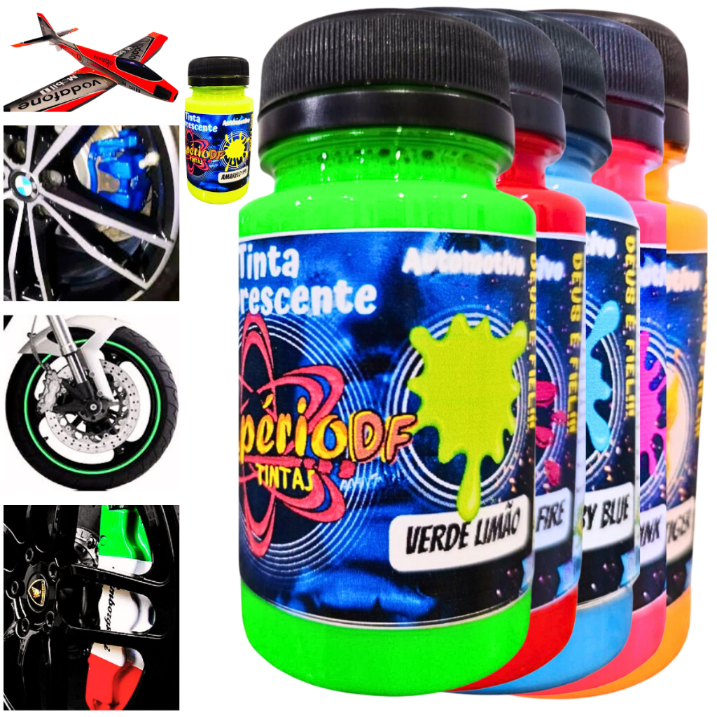 Tinta Automotiva Fluorescente Poliéster Neon 100ml - Cores