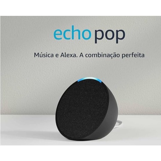 Echo Pop | Smart speaker compacto com som envolvente e Alexa | Cor Preta