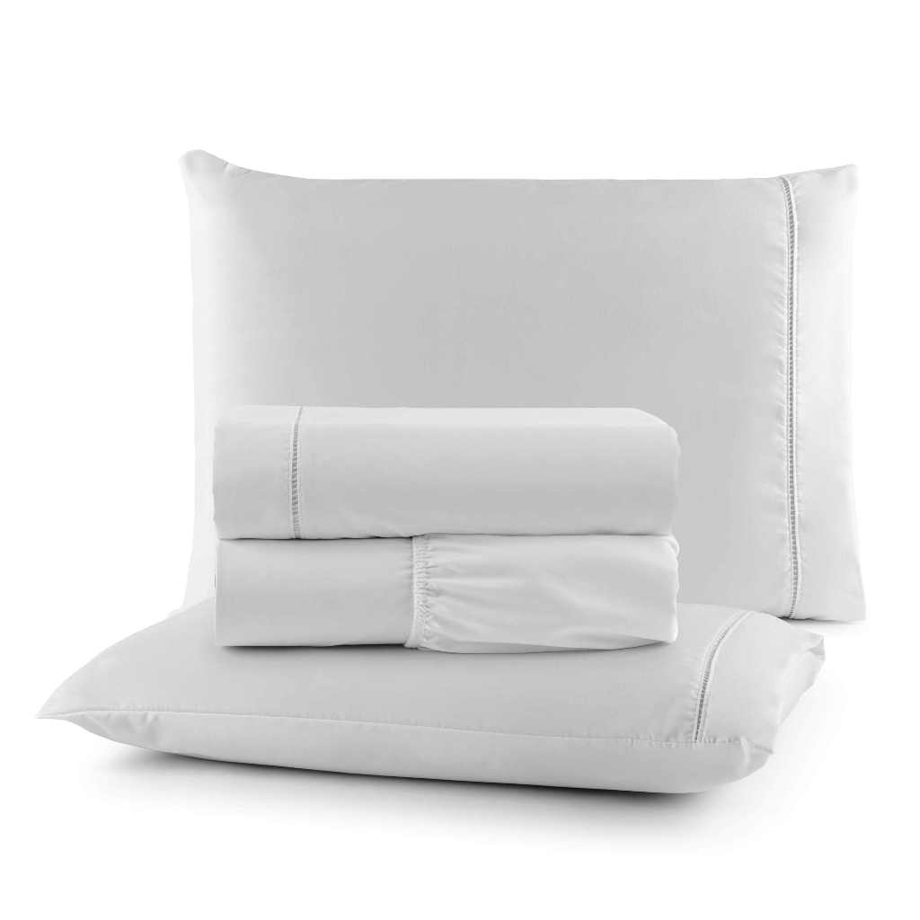 Jogo De Lençol King 4 Peças 600 Fios Egípcios Micropercal Com Elástico e Lençol de Cima