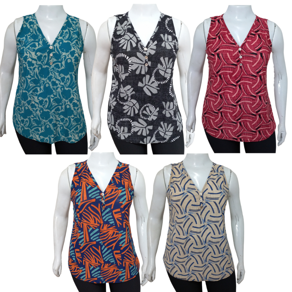 Kit 2 Regata Feminina Blusa Malha Fria Estampadas Leve Confortáveis Para Dia