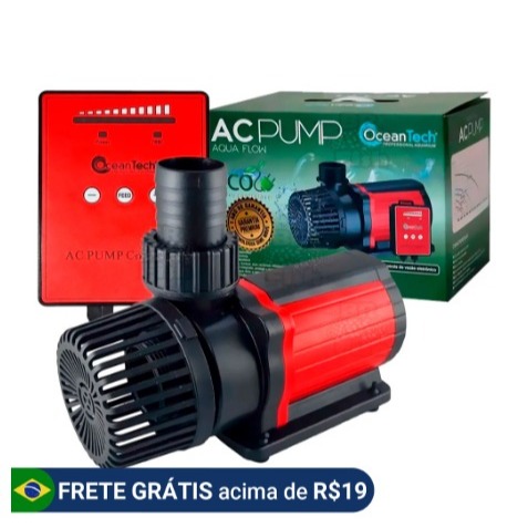 Bomba Submersa Ocean Tech Ac-6000 L/h + Perlon 110v/220v com Controladora P/ Aquários, Fontes e Lagos