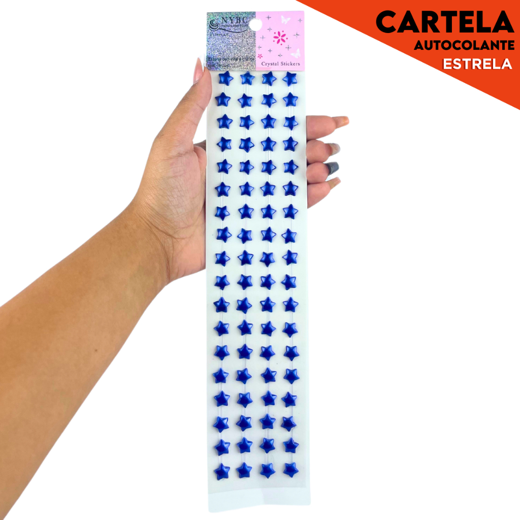 Cartela de Pedras "Estrela" Autocolante Várias Cores AZUL ROYAL - 134