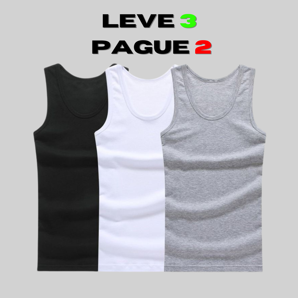 Kit Leve 3 e Pague 2 : 3 Regata Masculina Regata Canelada Básica slin em Oferta na Shopee