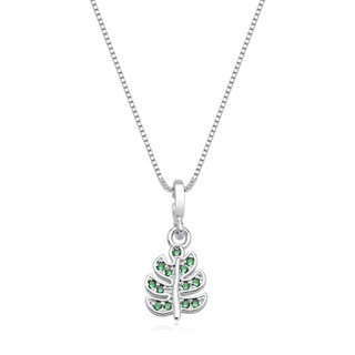 Colar Feminino de Prata 925 Folha com zircônia Verde em Oferta na Shopee