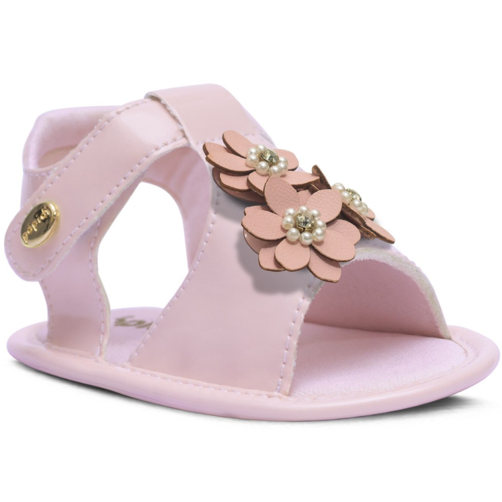 Sandalia Bebe Infantil Nº 13 Ao 18 Sapatinho Recem Nascido Flores 01.38