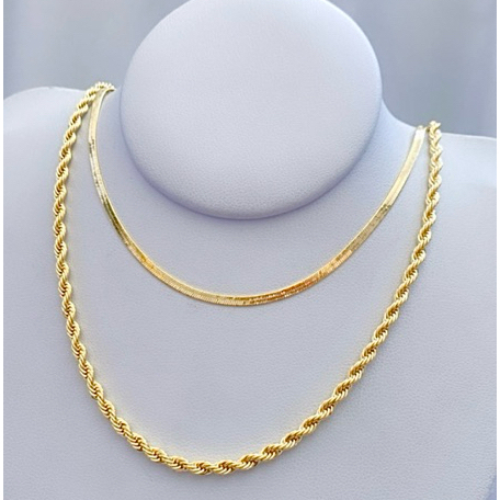 Conjunto Colar Chocker Fita e Cordão Baiano Folheado Outo 18k