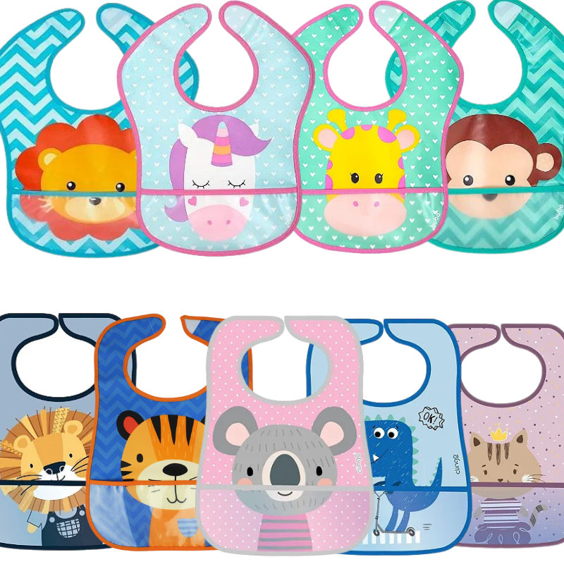 Babador Impermeável Buba Clingo Com Bolso Pega Migalhas Original Dino Coala Leão Unicornio Gatinha em Oferta na Shopee