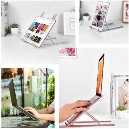 Suporte Para Notebook Alumínio Ajustável Dobrável Top suporte mesa de resfriamento almofada