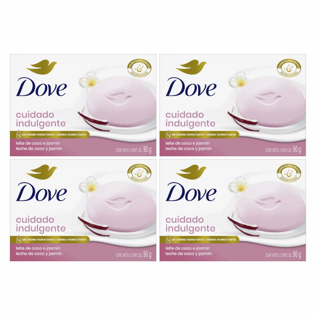 Kit 4 Sabonetes Dove Cuidado Indulgente Leite de Coco e Jasmim 90g