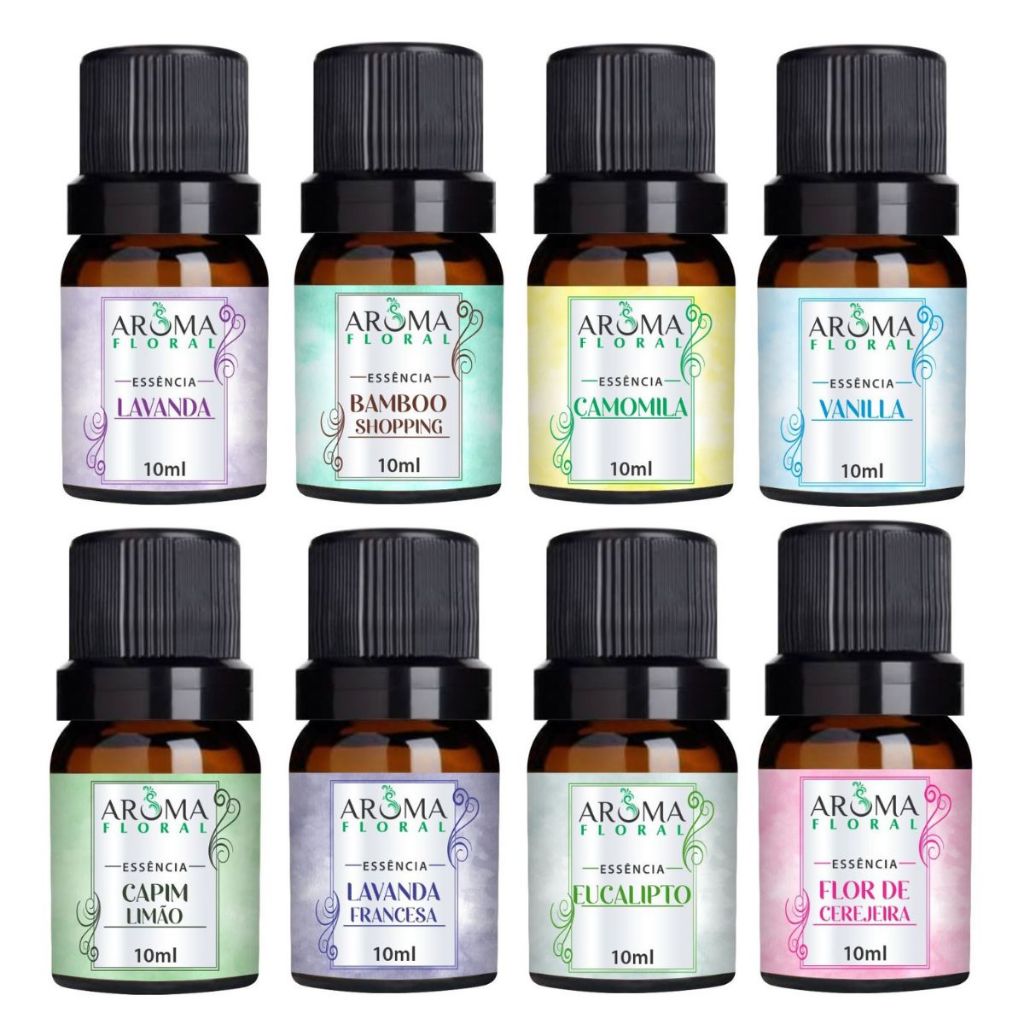 Kit com 5 Essências Para Aromatizador e Difusor Elétrico a Base de Água - Cinco Aromas