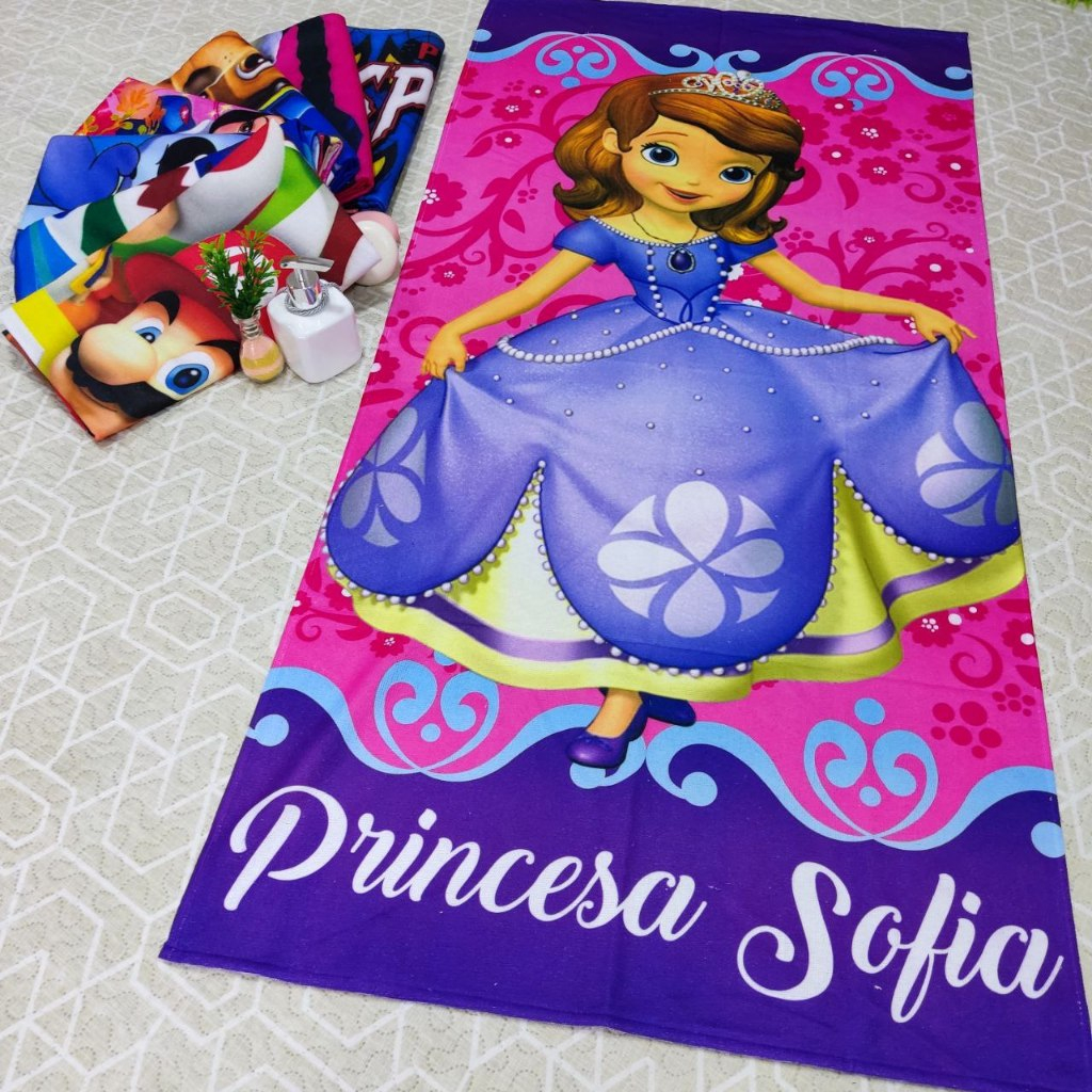 Toalha PRINCESA SOFIA de Banho e Praia Temática Personalizada do Gigante Algodão Rosa em Oferta na Shopee