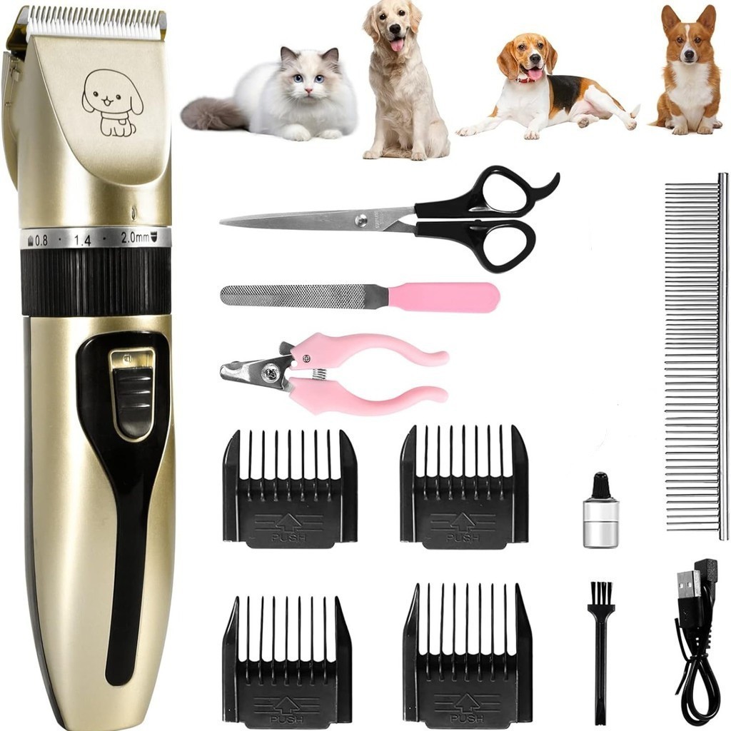 Kit Máquina Para Tosar Pet + Tesoura + Pente + Lixa Máquina Profissional Para Cachorro & Gato em Oferta na Shopee