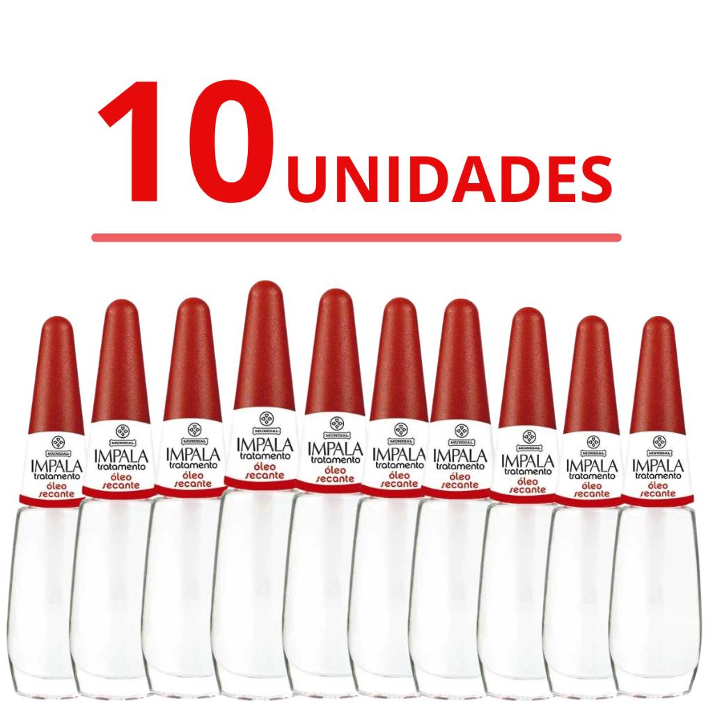 Kit 10 Esmaltes Óleo Secante Impala Tratamento Manicure Pedicure