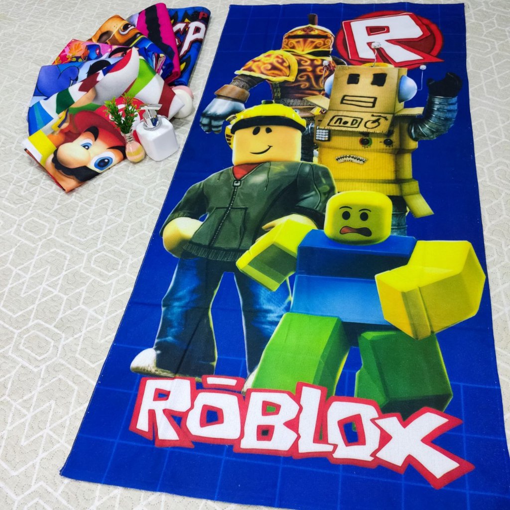 Toalha ROBLOX de Banho e Praia Temática Personalizada do Gigante Algodão Azul