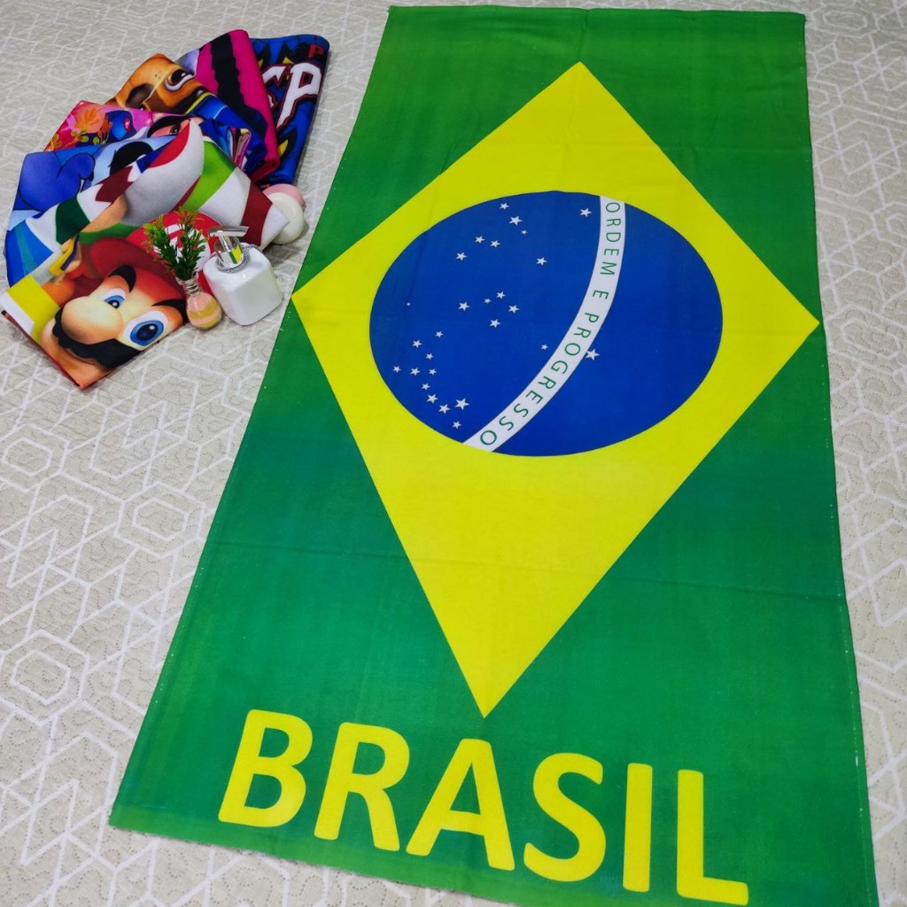 Toalha BRASIL de Banho e Praia Temática Personalizada do Gigante Algodão Verde Amarelo em Oferta na Shopee