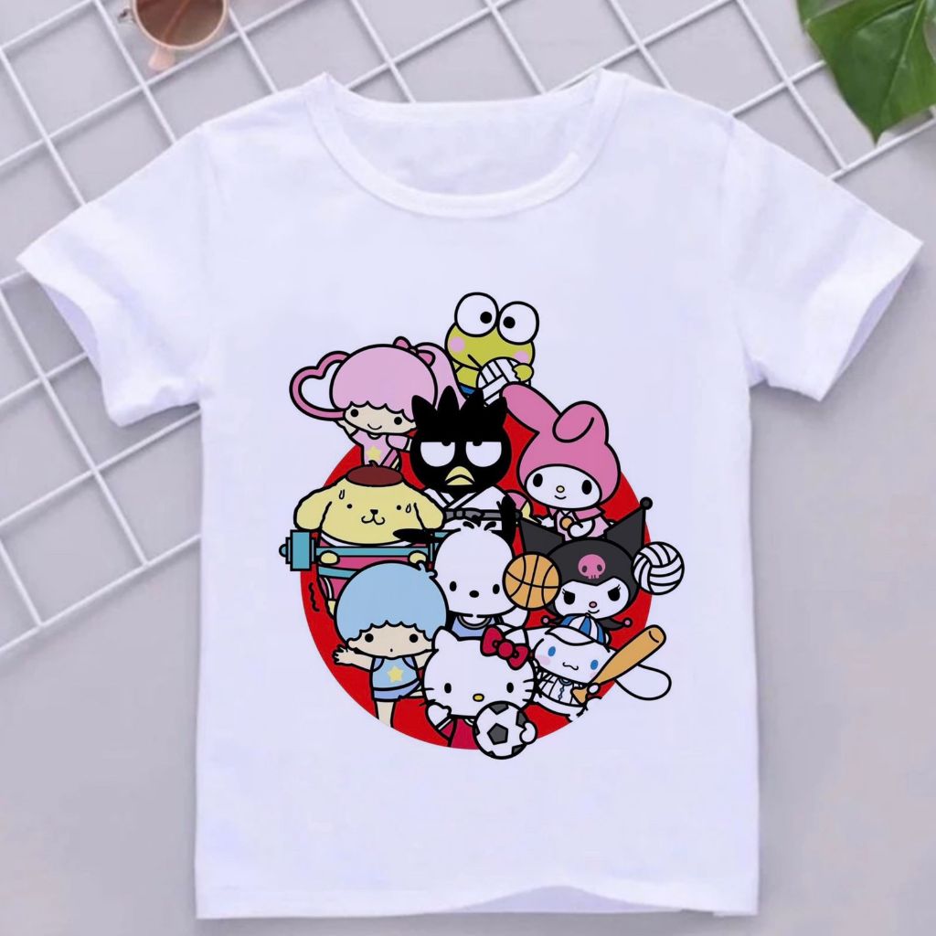 Camiseta Infantil Divertida estampada hello kitty Blusa juvenil presente camisa leve fresca kids personagens estampas