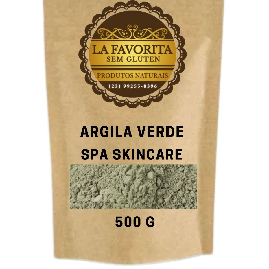Argila Verde em Pó para máscara facial e couro cabeludo e corpo - 100 G - 200 G - 500 G - La Favorita Sem Glúten em Oferta na Shopee