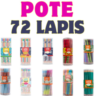 Pote Lápis Preto Com Borracha - Lápis Preto HB  Estampado C/ 72 Unidades / Borracha Na Ponta em Oferta na Shopee