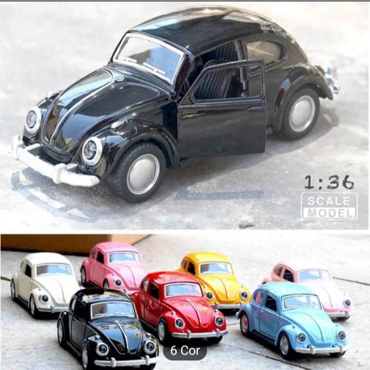Carrinho Brinquedo Carro De Ferro com Fricção Fusca Fusquinha Colecionador Abre portas e Capô